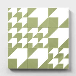 Two patterns of green and white modern tiles